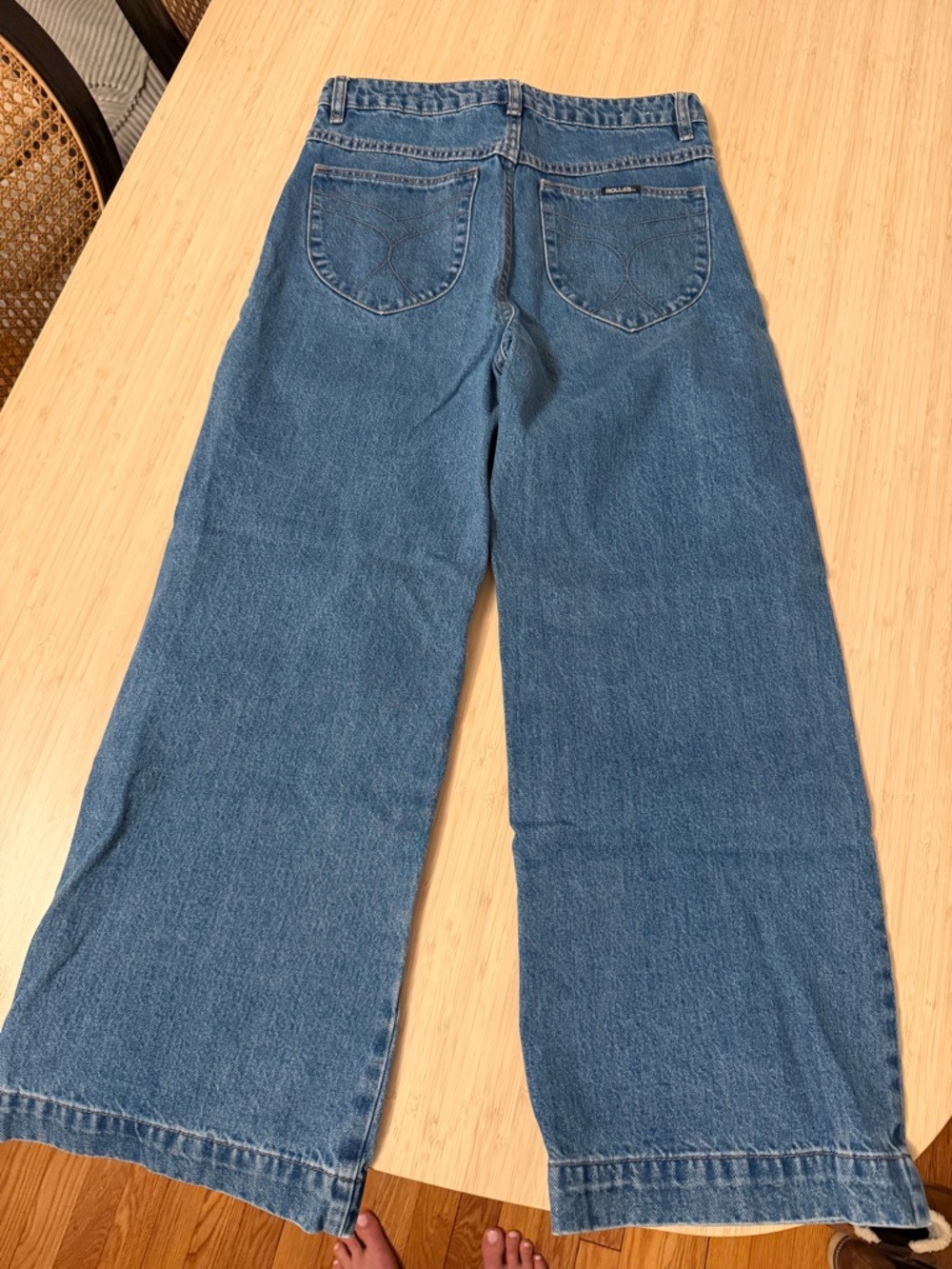 Rollas high waisted Wide Leg Blue Denim Jeans - Picture 3 of 4